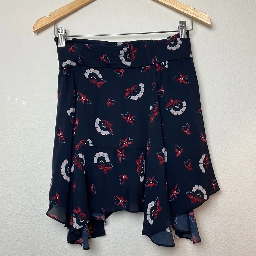 ALC Women’s Daro Silk Godet Style Flouncy Hem Floral Printed Mini Skirt Sz‎ 0